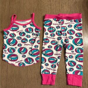 Grateful Dead Kids Pajama Set - Pink, Blue, and White